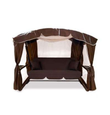 Садовые качели LetoLux Торонто Lux Plus (шоколад), 4-х местные, с москитной сеткой, до 480 кг, 281x145x196 см