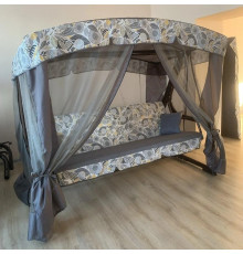 Садовые качели Мобеком Секвойя (серый матрас цветочный принт), 2300x1430x1600 мм